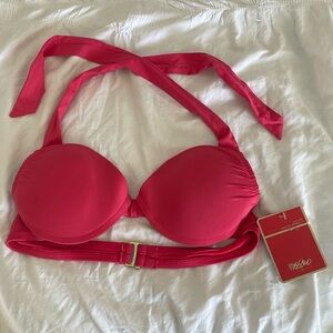 Mossimo bikini top Pink padded back tie bathing suit swimsuit women’s size S new
